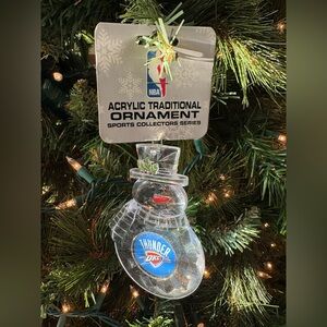 NWT NBA Oklahoma City Thunder acrylic snowman shaped Christmas ornament.